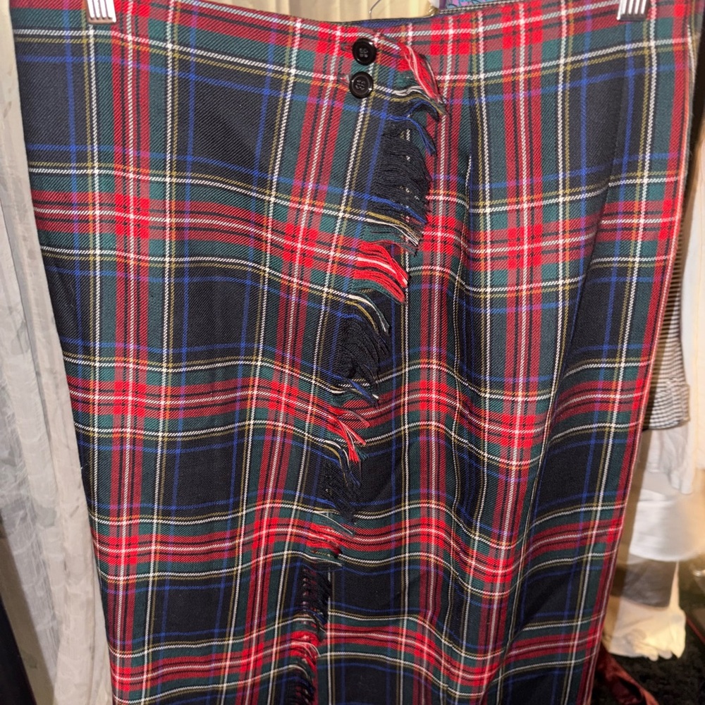 Men's Red and Blue Plaid Pants